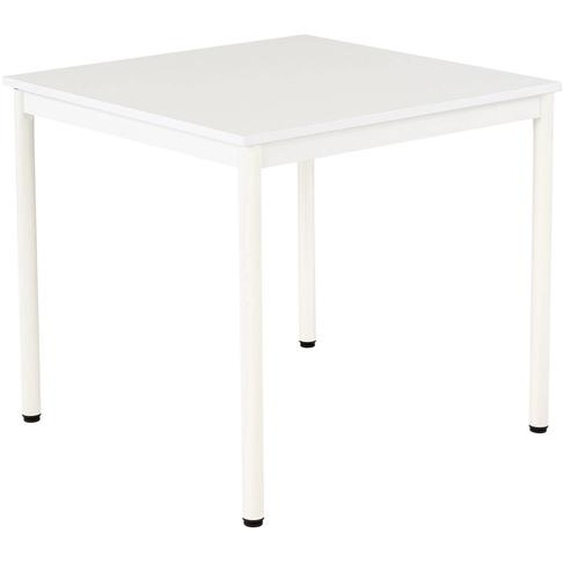 Table de restauration Budget carrée 80 cm - Plateau Blanc - Pieds métal Blanc
