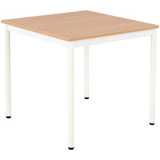 Table de restauration Budget carrée 80 cm - Plateau Chêne fil- Pieds métal Blanc