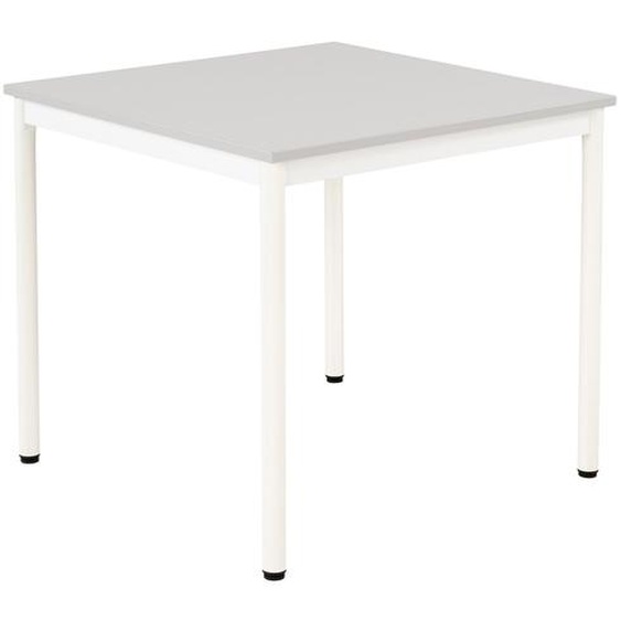 Table de restauration Budget carrée 80 cm - Plateau stratifié Gris - Pieds métal Blanc