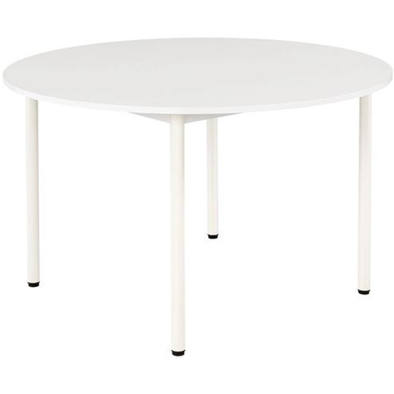 Table de restauration Budget ronde D120 cm - Plateau Blanc - Pieds métal Blanc