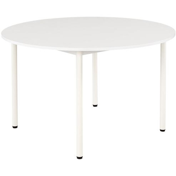 Table de restauration Budget ronde D120 cm - Plateau Blanc - Pieds métal Blanc