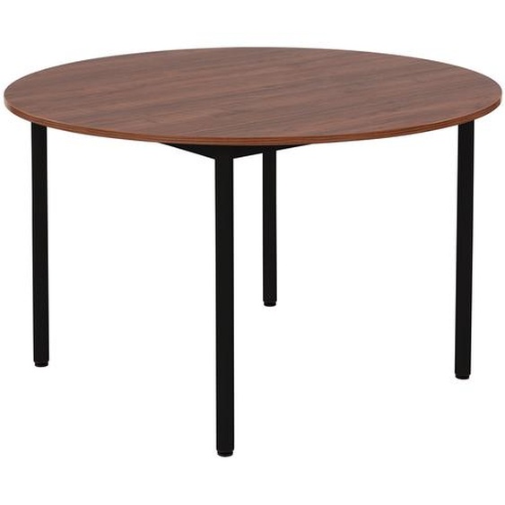 Table de restauration Budget ronde D120 cm - Plateau stratifié Noyer - Pieds métal Noir