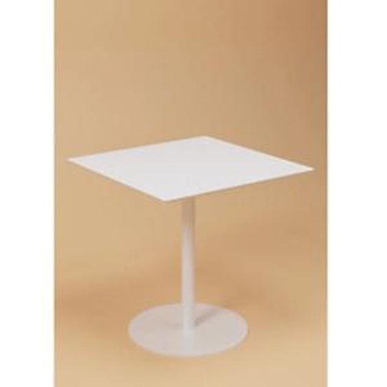 Table de restauration Carrée Bistro Trinquet 80 x 80 - Intérieur - Expétrieur - Plateau blanc - Pied blanc