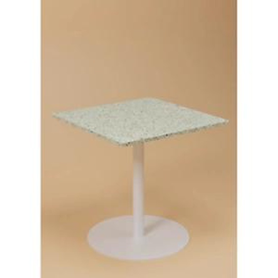 Table de restauration carrée Bistro Trinquet 80 x 80 - Intérieur - Expétrieur - Plateau Huître vert - Pied blanc
