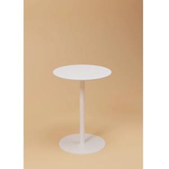 Table de restauration ronde Bistro Trinquet diamètre 60 cm - Intérieur - Expétrieur - Plateau blanc - Pied blanc