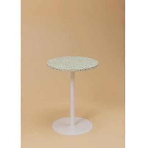 Table de restauration ronde Bistro Trinquet diamètre 60 cm - Intérieur - Expétrieur - Plateau Huître vert - Pied blanc