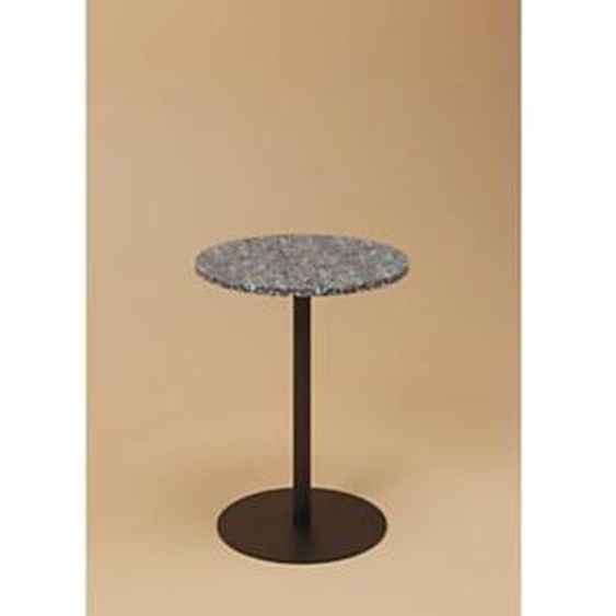 Table de restauration ronde Bistro Trinquet diamètre 60 cm - Intérieur - Expétrieur - Plateau St-Jacques noir - Pied noir