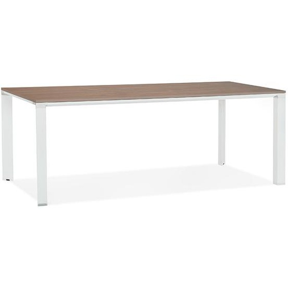 Table de réunion / à manger design XLINE 200 en bois finition Noyer et structure blanche - 200x100 cm