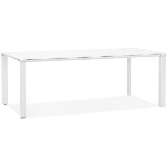 Table de réunion / à manger design XLINE en verre blanc - 200x100 cm