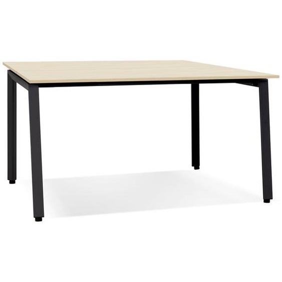 Table de réunion / bureau bench AMADEUS SQUARE en bois finition naturelle et métal noir - 140x140 cm