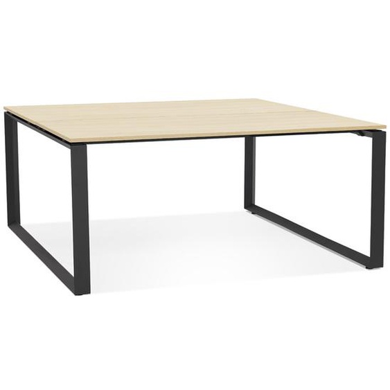 Table de réunion / bureau bench BAKUS SQUARE en bois finition naturelle et métal noir - 160x160 cm