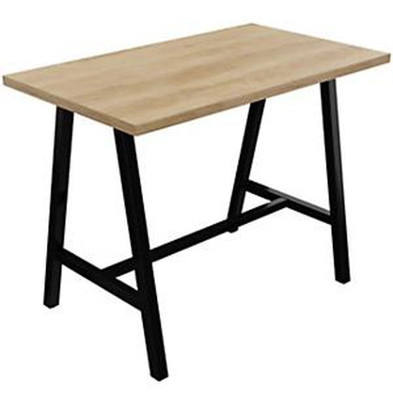 Table de réunion coworking Cohésion H.107 x L.140 x P.80 cm - Plateau Chêne Nebraska - Pieds Noir