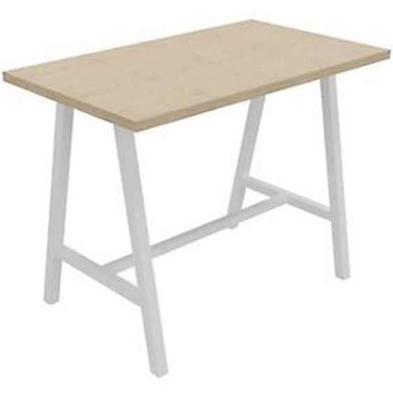 Table de réunion coworking Cohésion H.107 x L.140 x P.80 cm - Plateau Chêne - Pieds Blanc