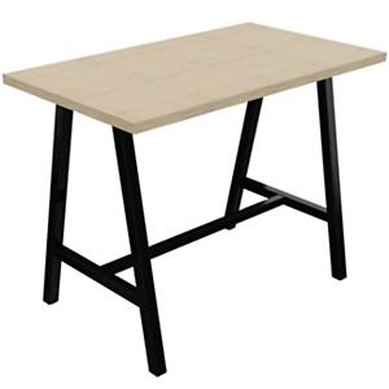 Table de réunion coworking Cohésion H.107 x L.140 x P.80 cm - Plateau Chêne - Pieds Noir
