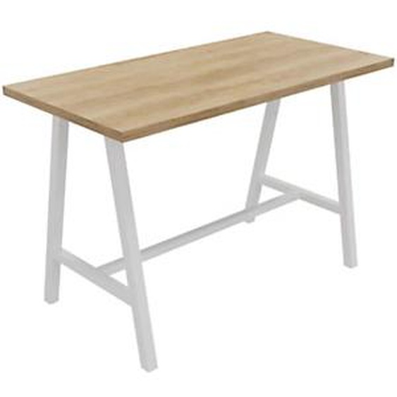 Table de réunion coworking Cohésion H.107 x L.160 x P.80 cm - Plateau Chêne Nebraska - Pieds Blanc