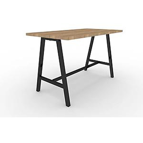 Table de réunion coworking Cohésion H.107 x L.180 x P.90 cm - Plateau Chêne Nebraska - Pieds Noir