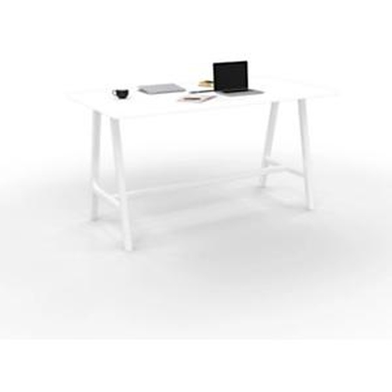 Table de réunion coworking Cohésion H.107 x L.200 x P.100 cm avec électrification - Plateau Blanc - Pieds Blanc