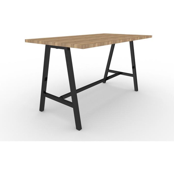 Table de réunion coworking Cohésion H.107 x L.200 x P.100 cm - Plateau Chêne Nebraska - Pieds Noir