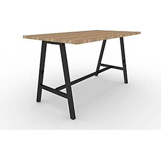 Table de réunion coworking Cohésion H.107 x L.200 x P.100 cm - Plateau Chêne Nebraska - Pieds Noir
