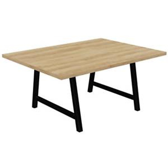 Table de réunion coworking Cohésion H.74 x L.160 x P.120 cm - Plateau Chêne Nebraska - Pieds Noir