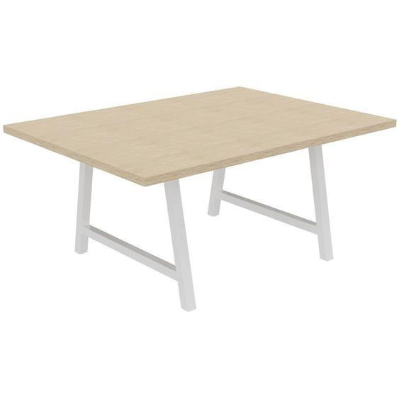 Table de réunion coworking Cohésion H.74 x L.160 x P.120 cm - Plateau Chêne - Pieds Blanc