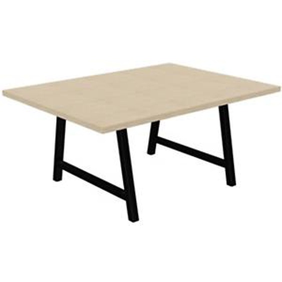 Table de réunion coworking Cohésion H.74 x L.160 x P.120 cm - Plateau Chêne - Pieds Noir