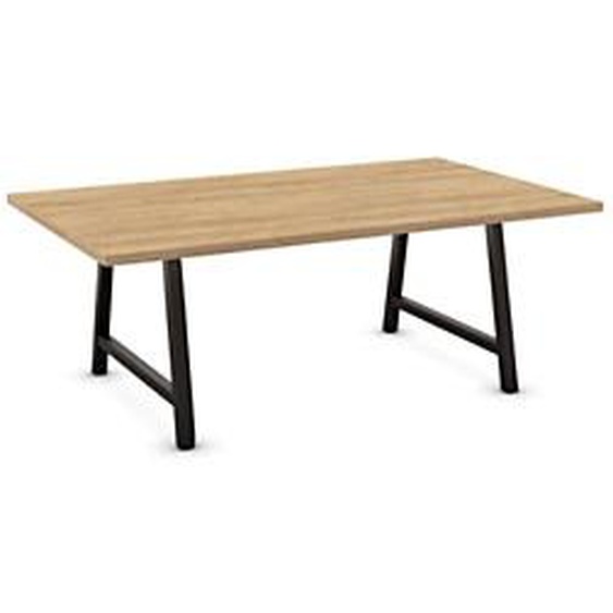 Table de réunion coworking Cohésion H.74 x L.200 x P.120 cm - Plateau Chêne Nebraska - Pieds Noir