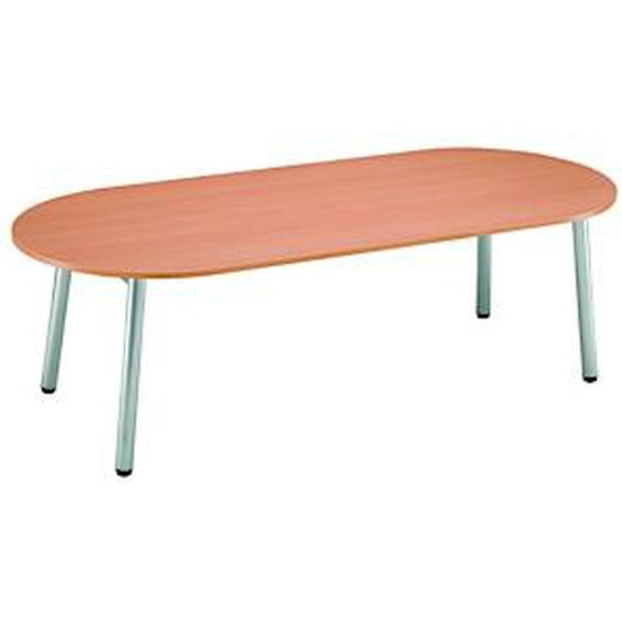 Table de réunion direction Congrès L.240 x P.102 cm - Plateau ellipse Hêtre - Pieds Aluminium