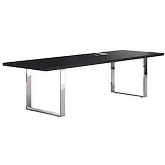 Table de réunion Flore - L.220 x P.100 cm - Plateau Frêne noir - Pieds cadres