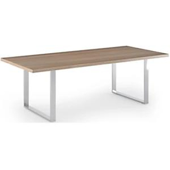 Table de réunion Flore - L.220 x P.100 cm - Plateau Noyer - Pieds cadres