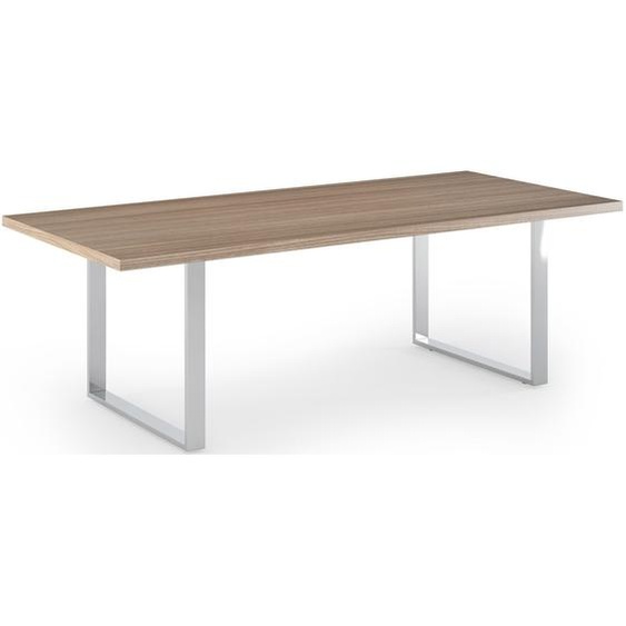 Table de réunion Flore - L.220 x P.100 cm - Plateau Noyer - Pieds cadres
