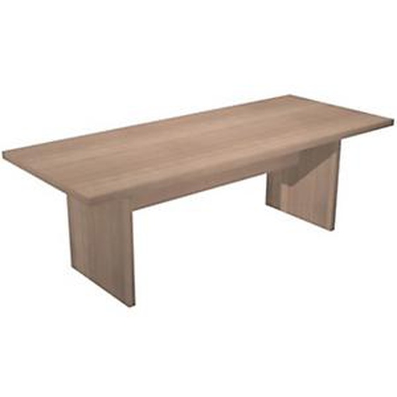 Table de réunion Flore - L.220 x P.100 cm - Plateau Noyer - Pieds panneaux