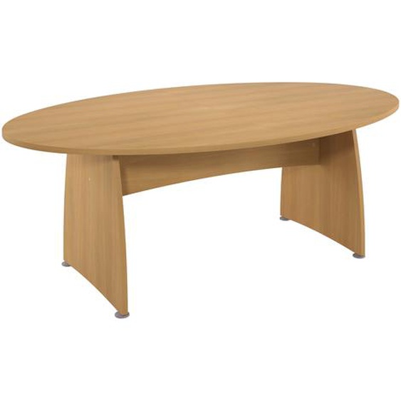 Table de réunion ovale L.200 x P.120 cm - Plateau et Pieds pleins Hêtre