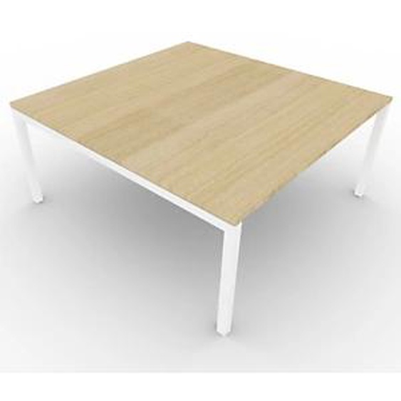 Table de réunion plateau carré - gamme ARCHE - L.140 x P.140 x H.72 cm - plateau Chêne - pieds Blanc