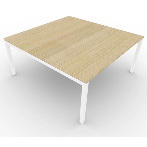 Table de réunion plateau carré - gamme ARCHE - L.140 x P.140 x H.72 cm - plateau Chêne - pieds Blanc