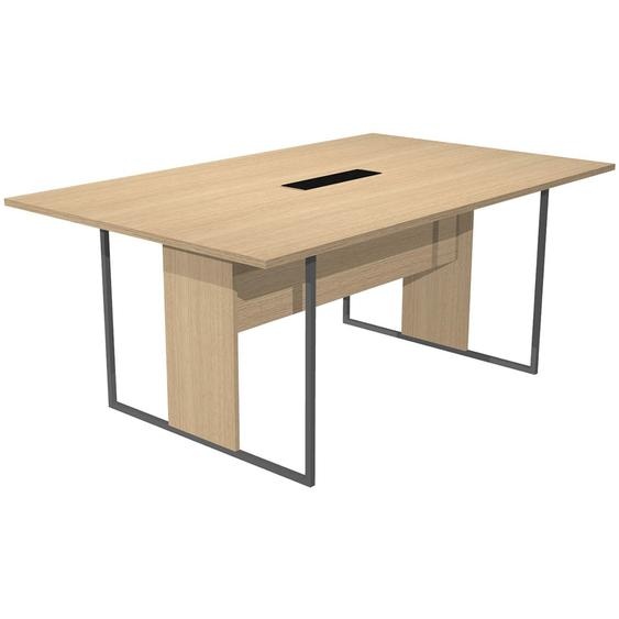 Table de réunion Presto 180 x 110 cm - Trappe d’accès centrale Plateau Chêne - Pieds Anthracite