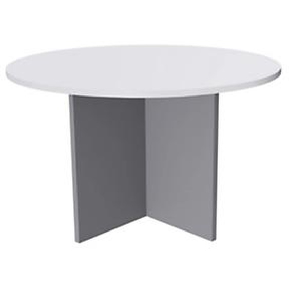 Table de réunion ronde 120 cm Activity Pied croix pleins Aluminium - Plateau Blanc