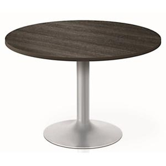 Table de réunion ronde Moka Ø 100 cm - Plateau Chêne café - Pied Blanc