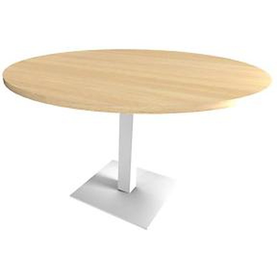 Table de réunion ronde Moka Ø 100 cm - Plateau Chêne clair - Pied Blanc