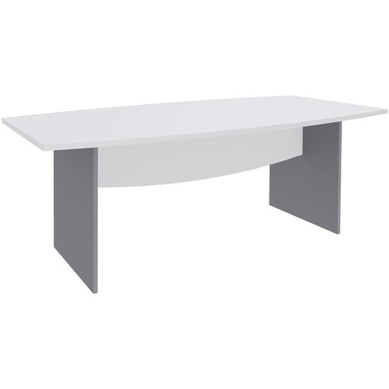 Table de réunion tonneau Activity L.200 x P.100 cm - Plateau Blanc - Pieds Aluminium