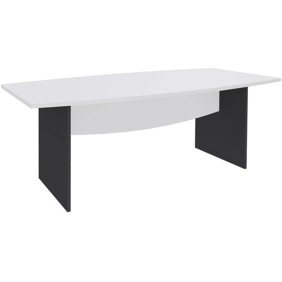 Table de réunion tonneau Activity  L.200 x P.100 cm - Plateau Blanc - Pieds Anthracite