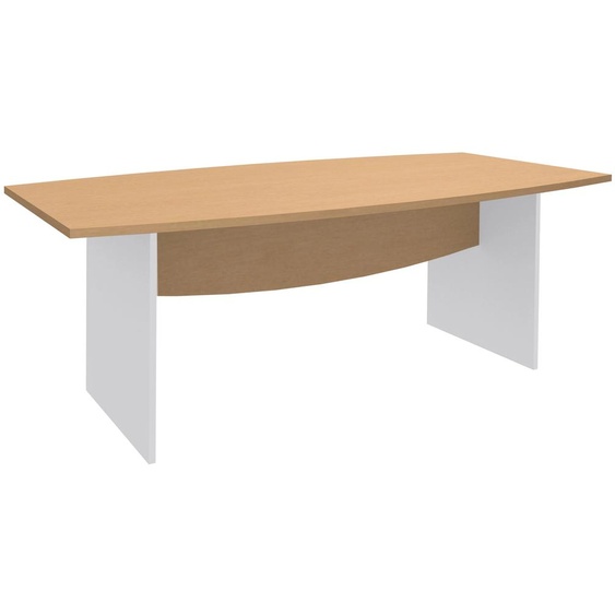 Table de réunion tonneau Activity  L.200 x P.100 cm - Plateau Hêtre - Pieds Blanc