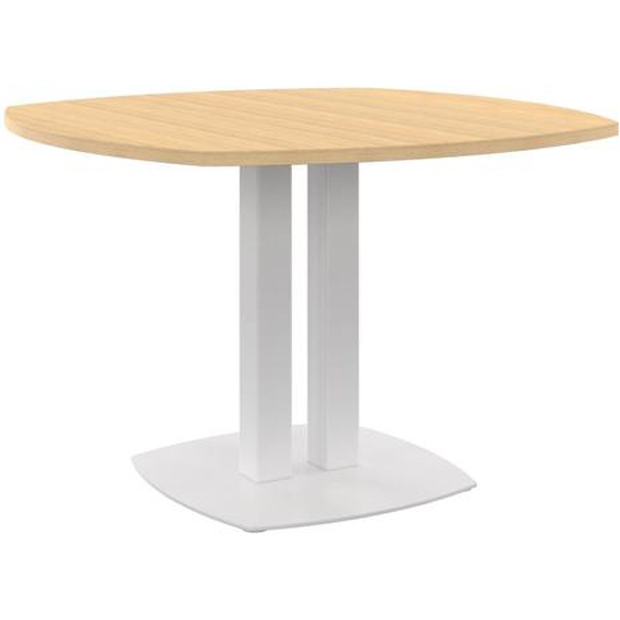 Table de réunion Vitaly Ø 115 cm  - Plateau Chêne - Double piètement Blanc