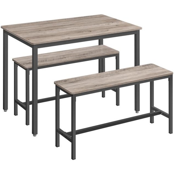 Table de salle à manger avec 2 bancs, ensemble de 3, table de cuisine