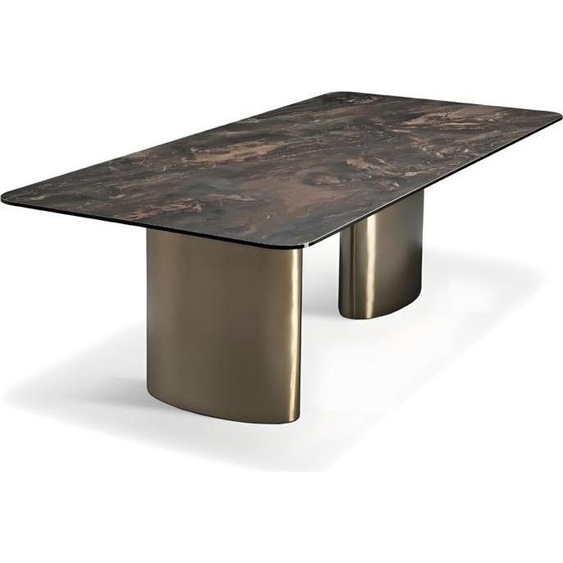 Table de salle à manger Bois Tables de salle à manger Style Moderne Marron Design Acier inoxydable