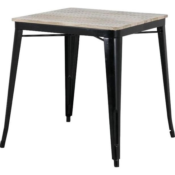 Table de salle à manger Bolero Bistro, plateau en bois de manguier ajouré, structure noire, 650 mm