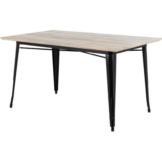 Table de salle à manger Bolero Bistro, plateau en bois de manguier, structure noire, 1450 mm