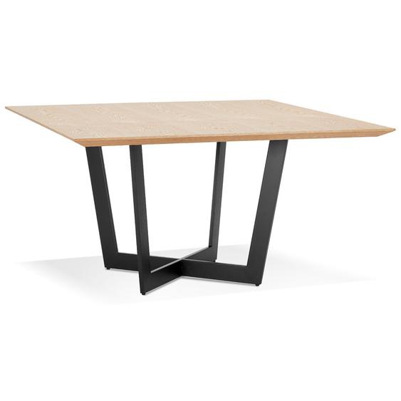 Table de salle à manger carrée ANITA en bois finition naturelle et métal noir - 140x140 cm