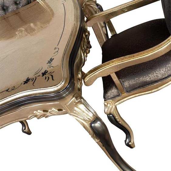 Table de salle à manger classique Table baroque Table de salle à manger en bois 208x108 cm