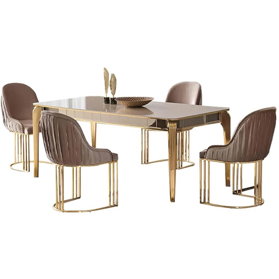 Table de salle à manger de luxe Ensemble de salle à manger 6 chaises inclinables Set 7tlg